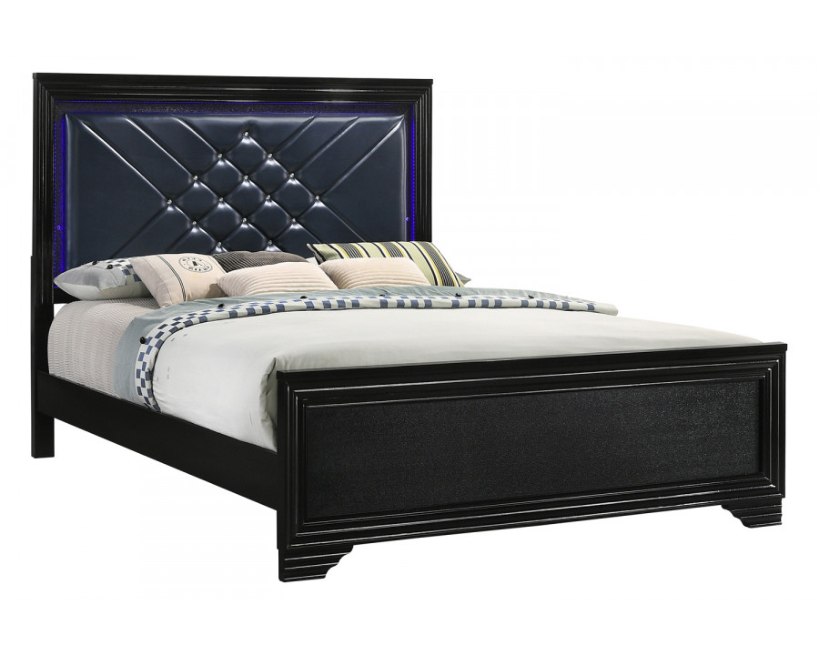 Coaster Penelope California King Bed with Led Lighting - Black/Midnight Star