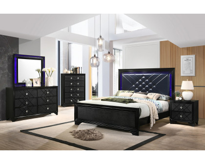 Coaster Penelope California King Bed with Led Lighting - Black/Midnight Star