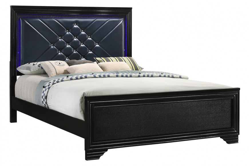 Coaster™ Penelope Queen Bed with Led Lighting - Black/Midnight Star