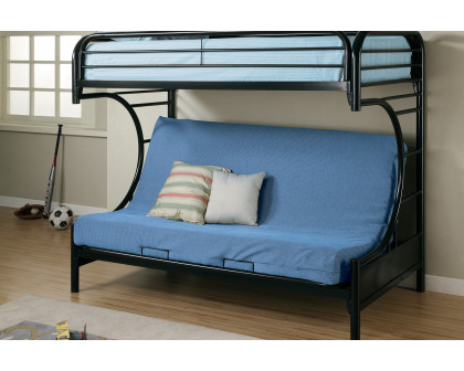 Coaster™ Montgomery Twin Over Futon Bunk Bed - Glossy Black