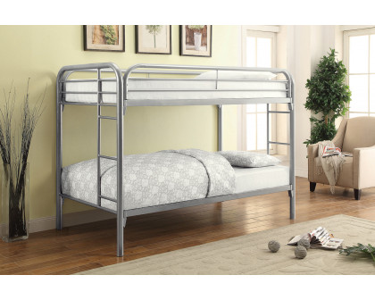 Coaster Morgan Twin Over Twin Bunk Bed - Silver