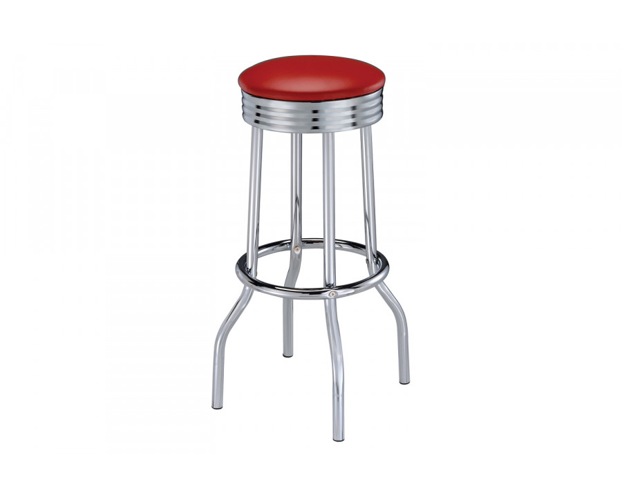 Coaster Upholstered Top Bar Stools (Set Of 2) - Red/Chrome