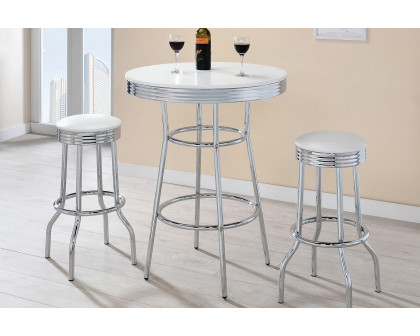 Coaster Upholstered Top Bar Stools (Set Of 2) - White/Chrome