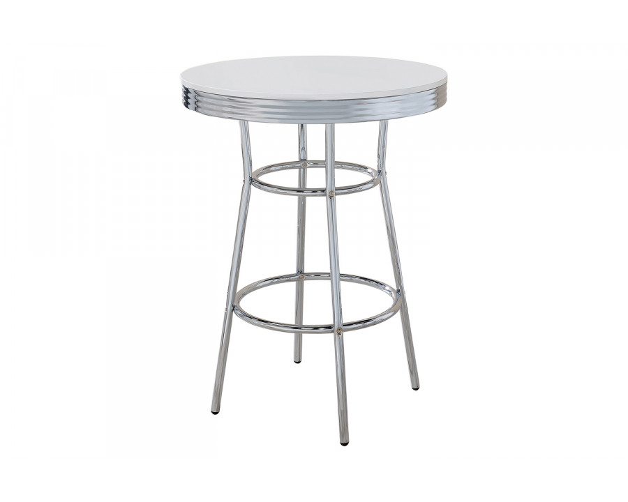 Coaster Round Bar Table - Chrome/Glossy White