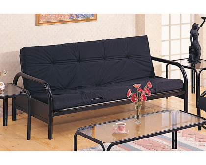 Coaster - Tufted Futon in Glossy Black