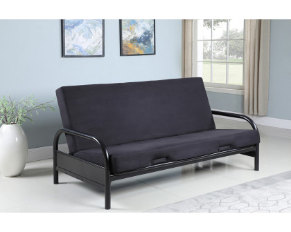 Coaster - Tufted Futon in Glossy Black