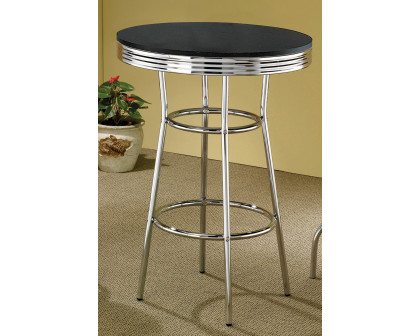 Coaster Round Bar Table - Black/Chrome