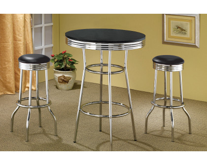 Coaster Round Bar Table - Black/Chrome