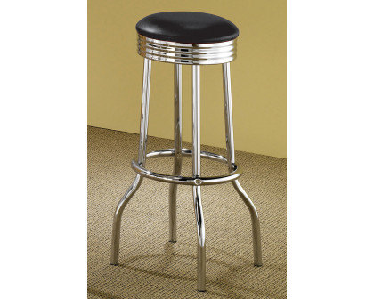 Coaster Upholstered Top Bar Stools (Set Of 2) - Black/Chrome