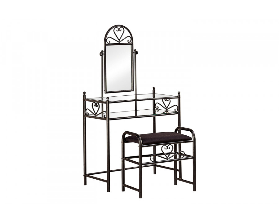 Coaster - 2-Piece Metal Vanity Set With Glass Top in Black