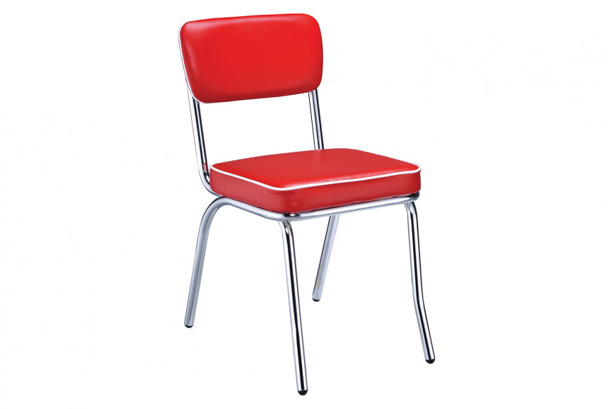 Coaster™ Retro Open Back Side Chairs (Set Of 2) - Red/Chrome