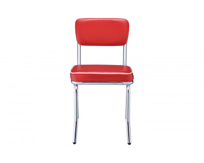 Coaster™ Retro Open Back Side Chairs (Set Of 2) - Red/Chrome