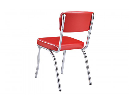 Coaster™ Retro Open Back Side Chairs (Set Of 2) - Red/Chrome