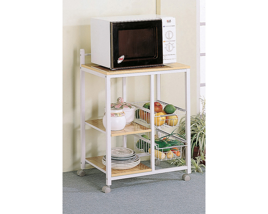 Coaster - 2-Shelf Kitchen Cart in Natural Brown/White