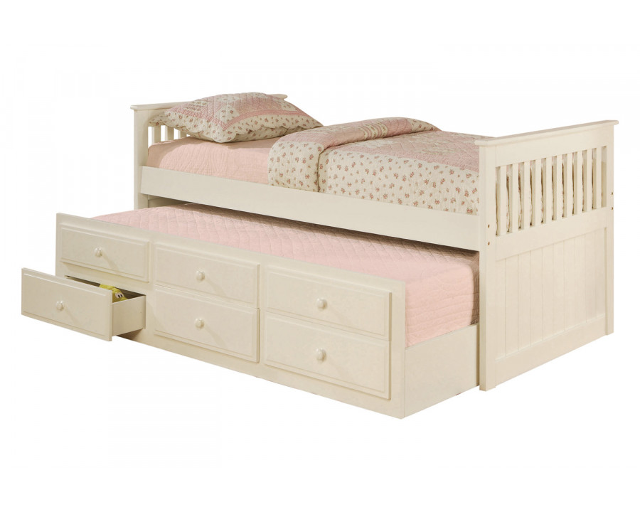 Coaster Twin Captain'S Bed With Storage Trundle - White