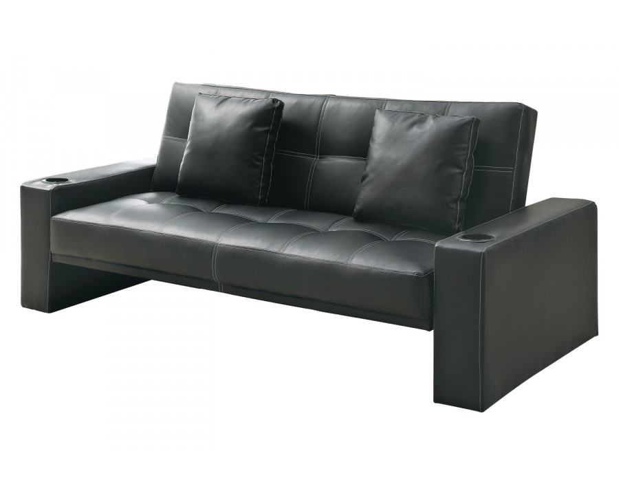 Coaster - Spears Sofa Bed With Cup Holders In Armrests in Black