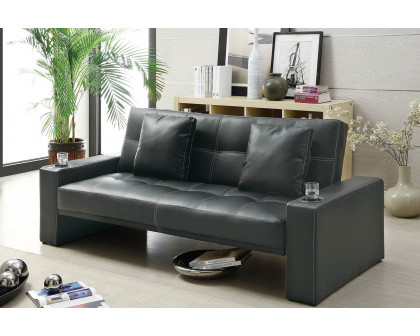 Coaster - Spears Sofa Bed With Cup Holders In Armrests in Black