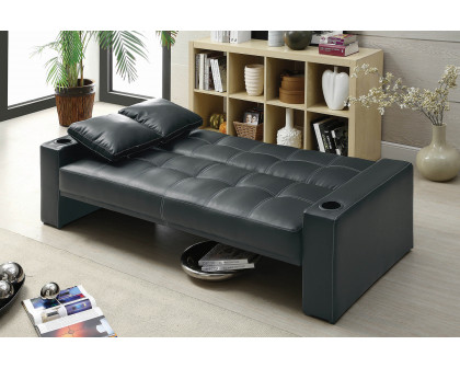 Coaster - Spears Sofa Bed With Cup Holders In Armrests in Black