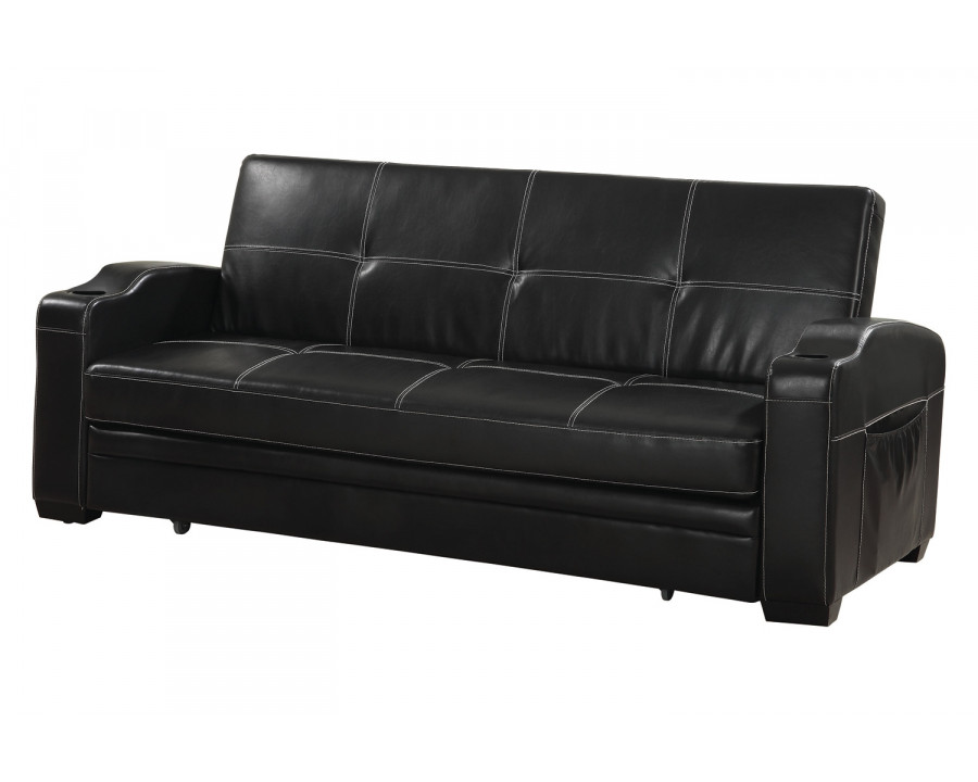 Coaster Avril Upholstered Sleeper Sofa Bed With Cup Holders - Black