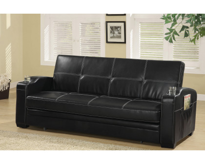 Coaster Avril Upholstered Sleeper Sofa Bed With Cup Holders - Black