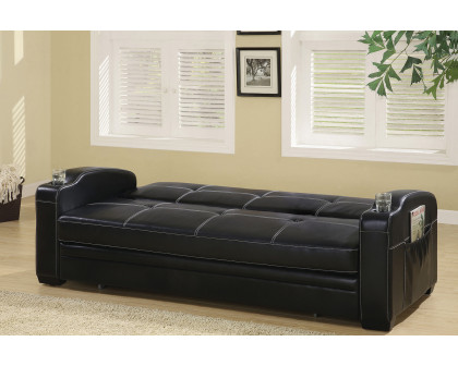 Coaster Avril Upholstered Sleeper Sofa Bed With Cup Holders - Black