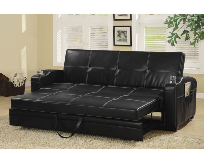 Coaster Avril Upholstered Sleeper Sofa Bed With Cup Holders - Black