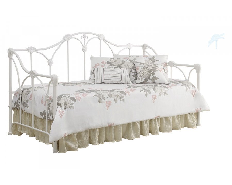 Coaster - Twin Metal Daybed With Floral Frame in White