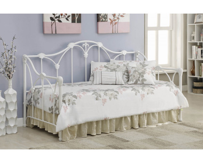 Coaster - Twin Metal Daybed With Floral Frame in White