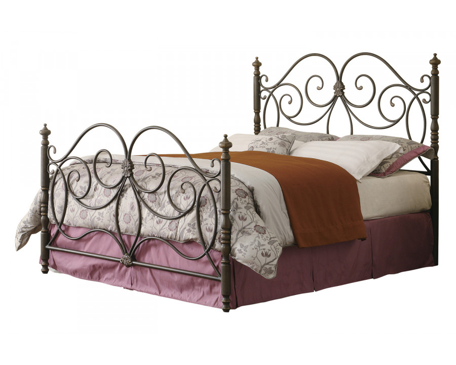 Coaster London Queen Metal Scroll Bed - Dark Bronze