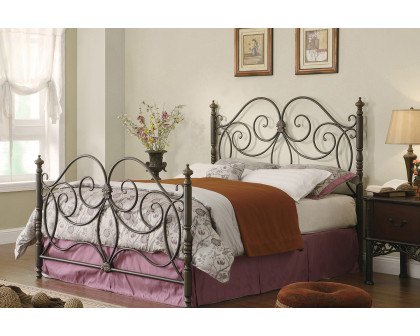 Coaster London Queen Metal Scroll Bed - Dark Bronze