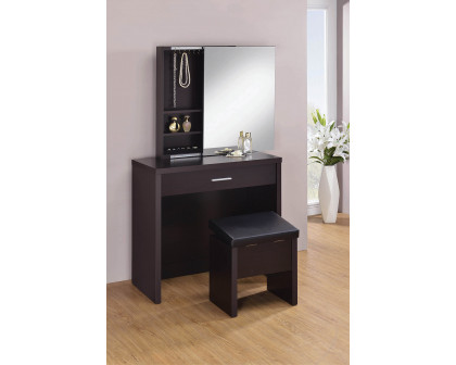 Coaster 2-Piece Vanity Set with Lift-Top Stool - Cappuccino