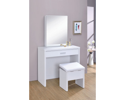 Coaster 2-Piece Vanity Set with Lift-Top Stool - White