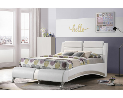 Coaster Full Upholstered Platform Bed - White