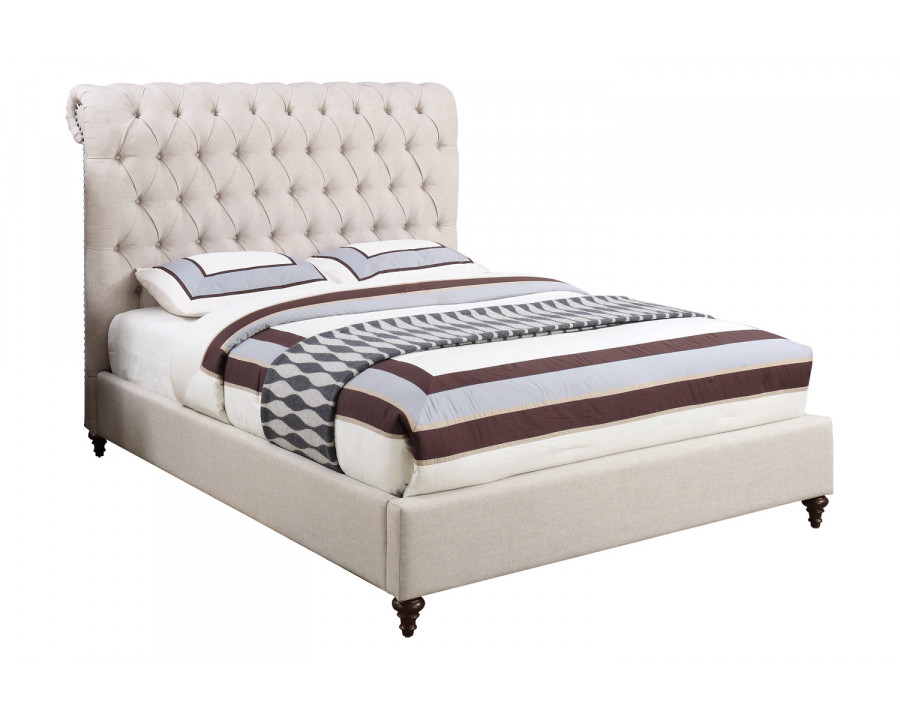 Coaster Devon Button Tufted Upholstered Eastern King Bed - Beige