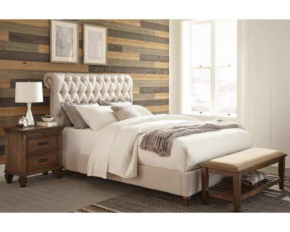 Coaster Devon Button Tufted Upholstered California King Bed - Beige