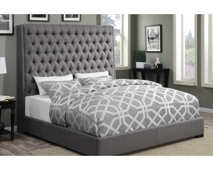 Coaster Camille Eastern King Button Tufted Bed - Gray