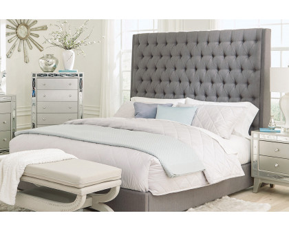 Coaster Camille California King Button Tufted Bed - Gray