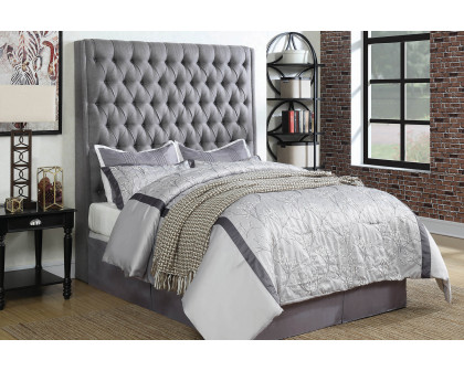 Coaster Camille California King Button Tufted Bed - Gray