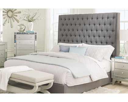 Coaster Camille Queen Button Tufted Bed - Gray