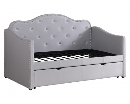 Coaster - Upholstered Twin Daybed With Trundle in Pearlescent Gray