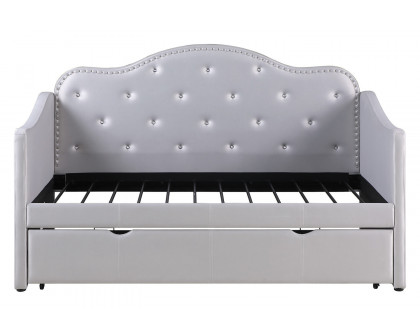 Coaster - Upholstered Twin Daybed With Trundle in Pearlescent Gray