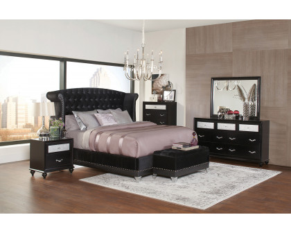 Coaster Barzini Eastern King Tufted Upholstered Bed - Black