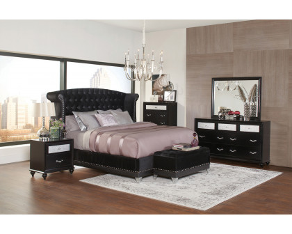 Coaster Barzini Queen Tufted Upholstered Bed - Black