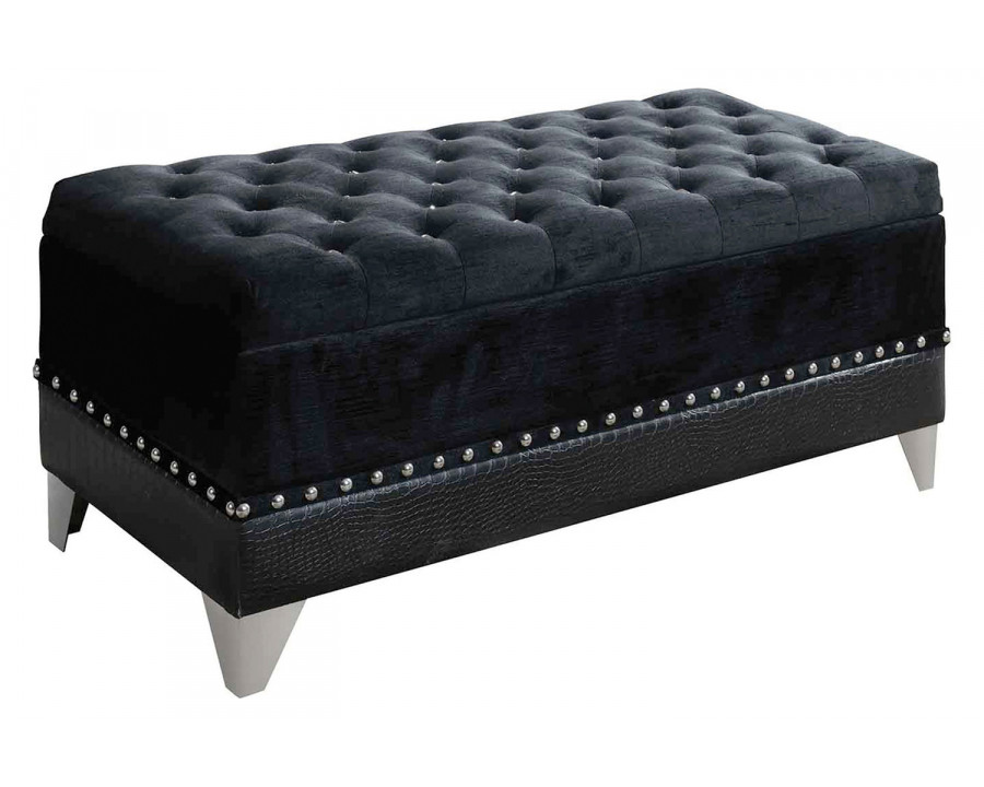 Coaster - Barzini Tufted Rectangular Trunk With Nailhead in Black