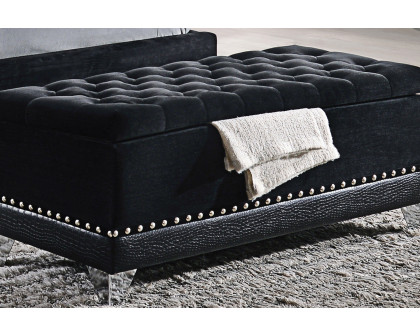 Coaster - Barzini Tufted Rectangular Trunk With Nailhead in Black