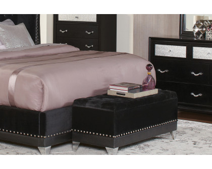 Coaster - Barzini Tufted Rectangular Trunk With Nailhead in Black