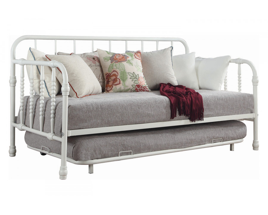 Coaster Twin Metal Daybed with Trundle - White