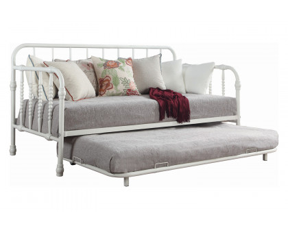 Coaster Twin Metal Daybed with Trundle - White