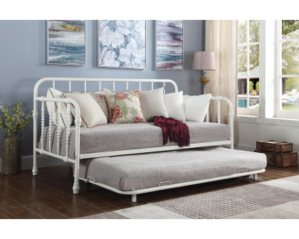 Coaster Twin Metal Daybed with Trundle - White