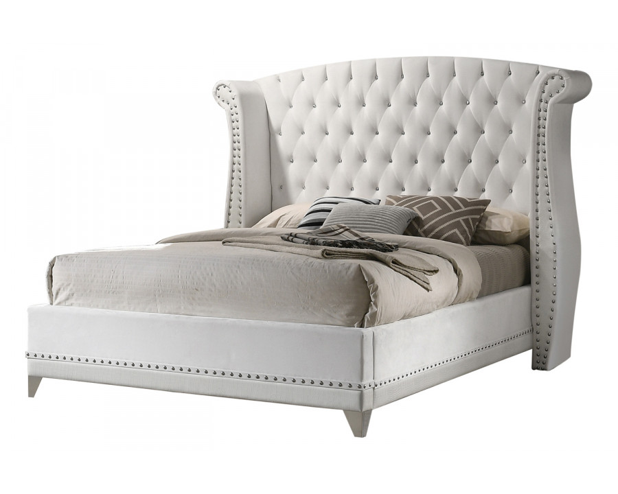 Coaster Barzini Eastern King Wingback Tufted Bed - White